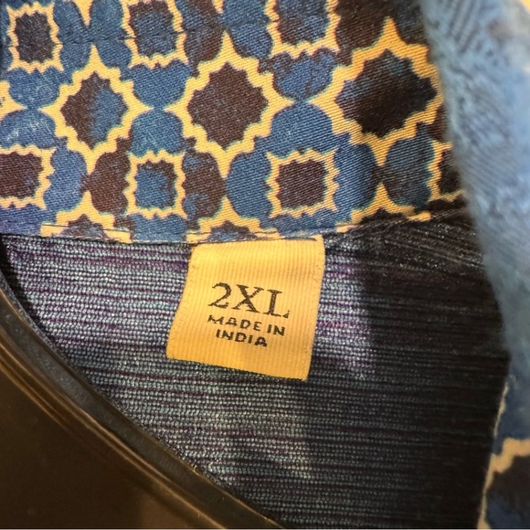 Robert Graham Blue/Black Geo-Design Cotton L/S w/Flip Cuffs Shirt 2XL - Picture 7 of 10